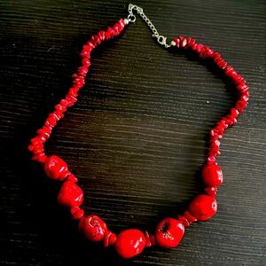 Red Stone/Bead Necklace